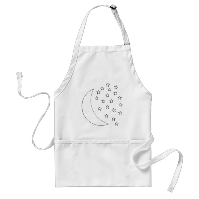 Outline drawing, moon and stars, colouring aprons (Front)