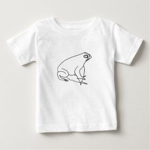 Outline drawing of frog in leaves colouring tshirt