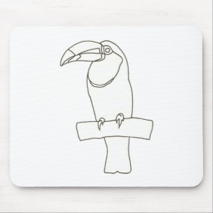 Outline drawing of Toucan bird on branch Mousepad