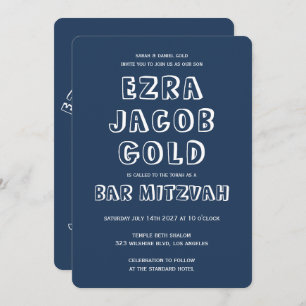 OUTLINE LETTERS STAR OF DAVID Custom Bar Mitzvah Invitation