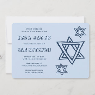 OUTLINE LETTERS STAR OF DAVID Custom BAR Mitzvah Invitation