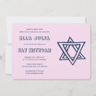 OUTLINE LETTERS STAR OF DAVID Custom Bat Mitzvah Invitation