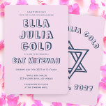 OUTLINE LETTERS STAR OF DAVID Custom Bat Mitzvah Invitation<br><div class="desc">Perfect card to announce a bar or bat mitzvah! Hand made art for you with star of david on the front and back side! FULLY CUSTOMIZABLE! Click on “Personalize” above to edit the text. Click "edit using design tool" to adjust the fonts, colours and placements and to delete the back...</div>