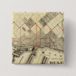 Outline Map of Duluth and Suburbs 2 Inch Square Button