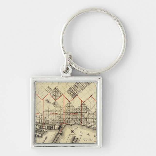 Outline Map of Duluth and Suburbs Keychain (Front)