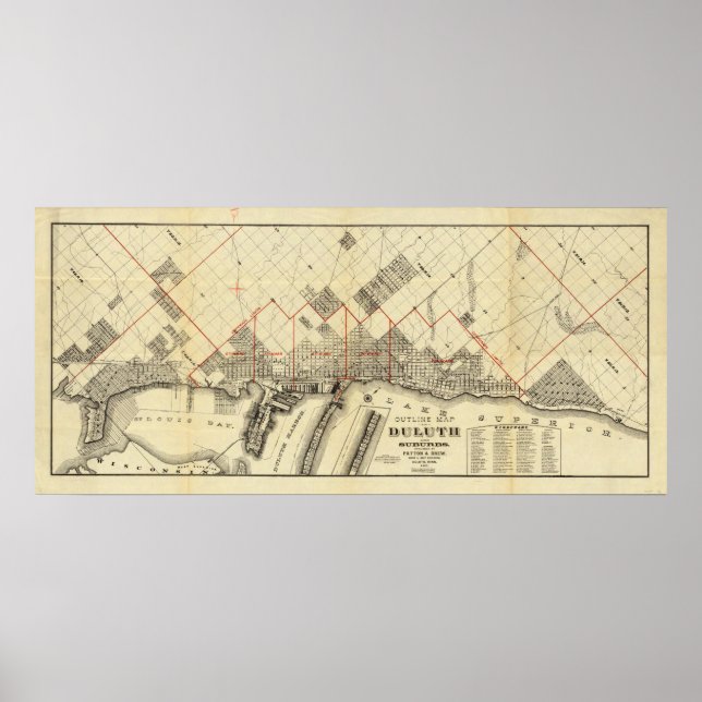 Outline Map of Duluth and Suburbs Poster (Front)