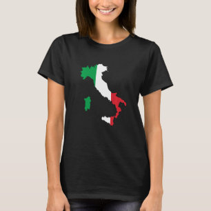 Outline Map Of Italy With Red White Green Stripes T-Shirt