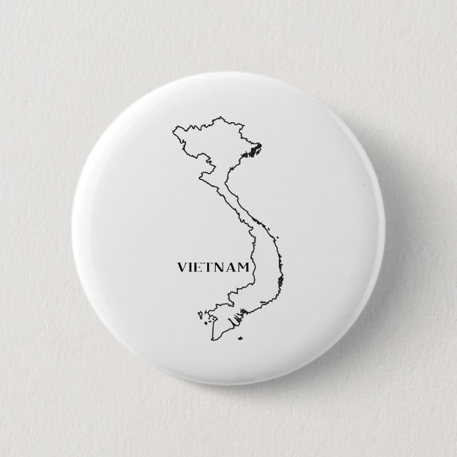 Outline Map Of Vietnam 2 Inch Round Button (Front)