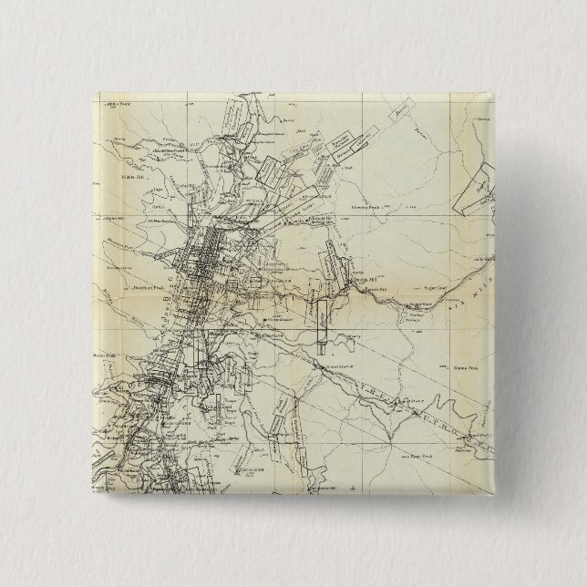 Outline Map of Washoe District 2 Inch Square Button (Front)