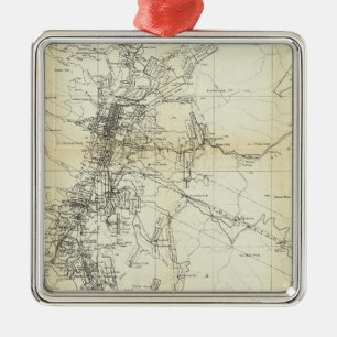 Outline Map of Washoe District Metal Ornament
