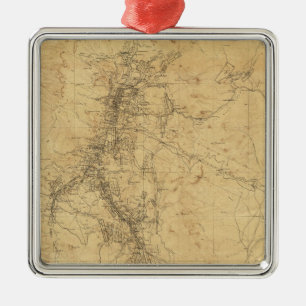 Outline Map of Washoe District, Nevada Metal Ornament