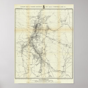 Outline Map of Washoe District Poster