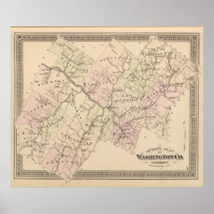 Outline plan of Washington County in Vermont Poster
