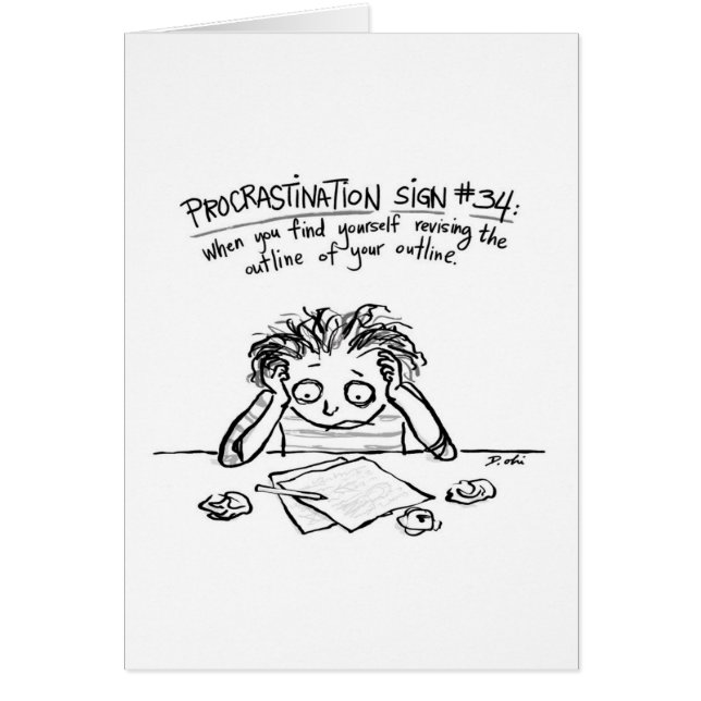 Outline Procrastination card for writers (Front)