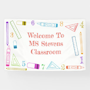 Outline School Supplies Welcome Teacher Classroom Banner