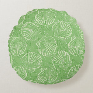 Outline seashells round pillow