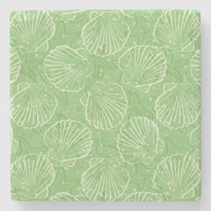 Outline seashells stone coaster