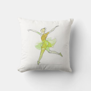 Outline Stroke Dancing Green Ballerina Studio  Throw Pillow
