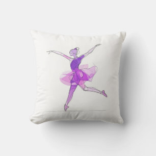 Outline Stroke Dancing Purple Ballerina Studio  Throw Pillow