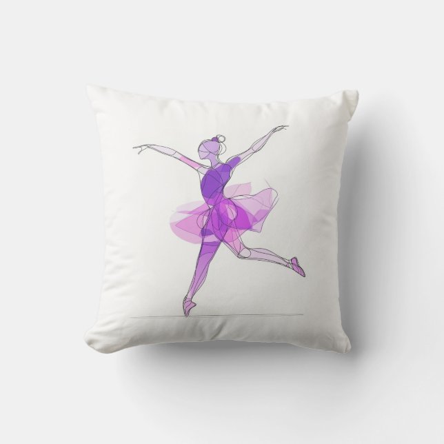 Outline Stroke Dancing Purple Ballerina Studio  Throw Pillow (Front)