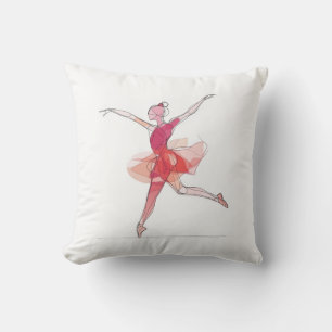 Outline Stroke Dancing Red Ballerina Studio Decor Throw Pillow