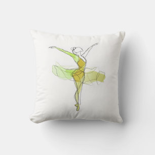 Outline Stroke Dancing Yellow Ballerina Studio Throw Pillow