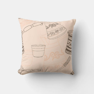 Outline Turkish Coffee Elegant Minimalist Design Throw Pillow