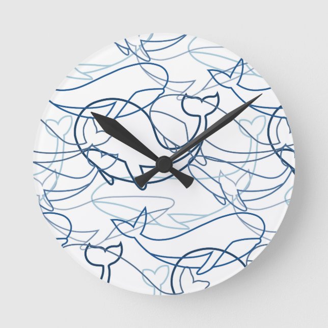 Outline whales round clock (Front)