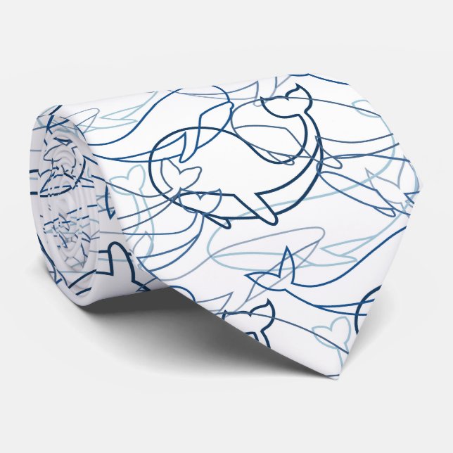 Outline whales tie (Rolled)