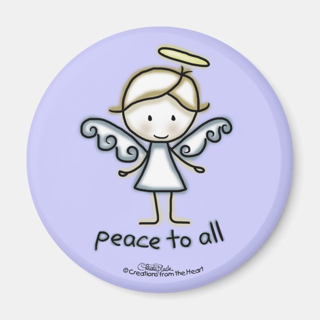 Outlined Angel-Peace to All Magnet (Front)
