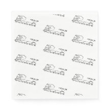 Outlined Black & White Train Upsherin Napkins