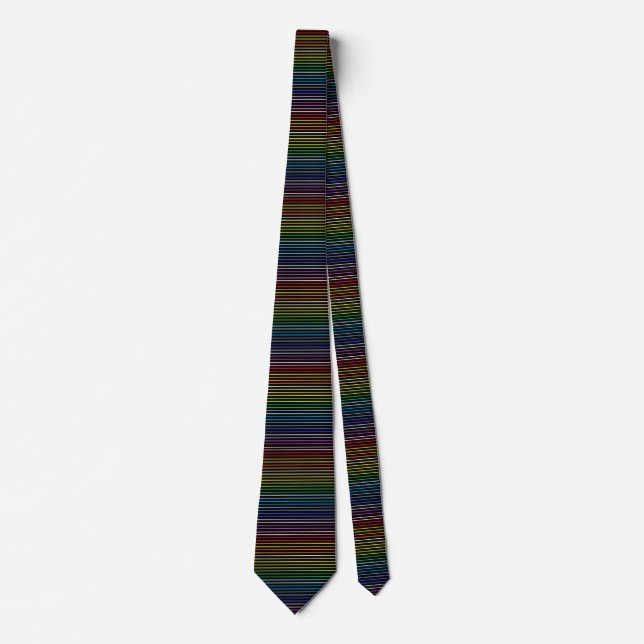 Outlined Broader Spectrum Rainbow Stripes Black Tie (Front)