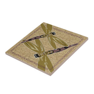 Outlined Dragonfly Art Tile