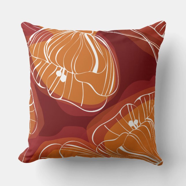 OUTLINED FLORAL DESIGN Retro Throw Pillow (Front)
