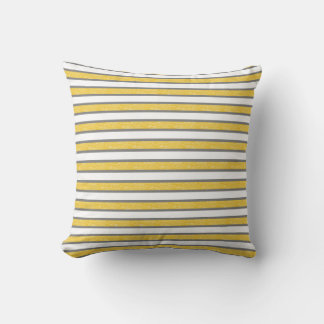 Outlined Grey and Static Gold Stripes Throw Pillow