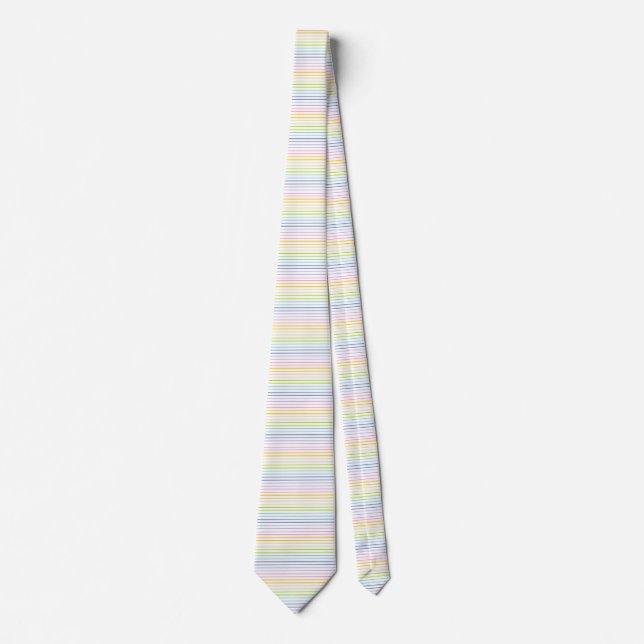 Outlined Pastel Rainbow Stripes Tie (Front)