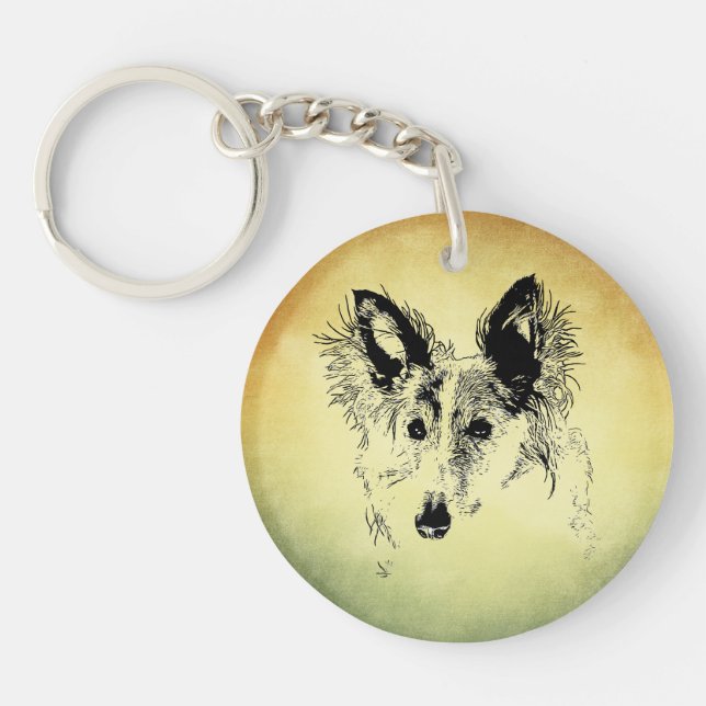 Outlined Silken Windhound Keychain (Front)