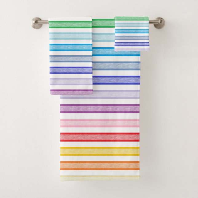 Outlined Stripes Broader Spectrum Rainbow Bath Towel Set (Insitu)