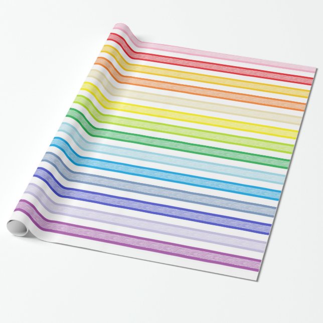 Outlined Stripes Broader Spectrum Rainbow Wrapping Paper (Unrolled)