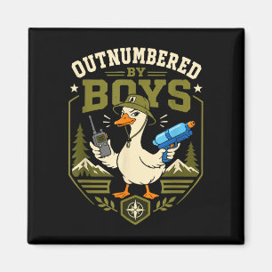 Outnumber by boys funny mom hiking camping duck magnet