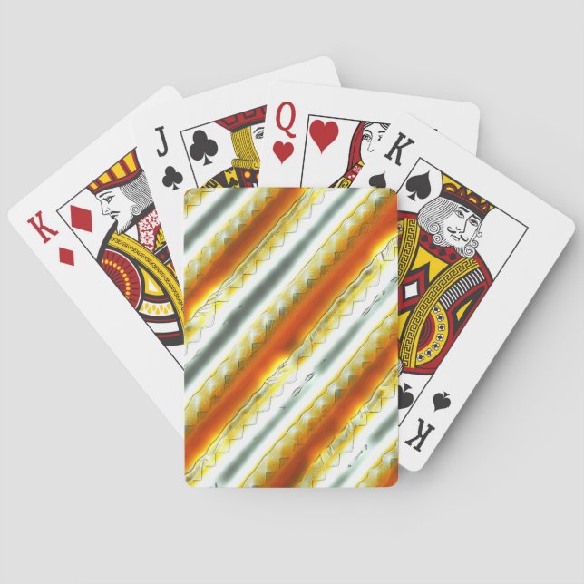 Outrageous abstract stripes in orange and grey     playing cards (Back)