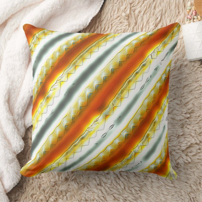 Outrageous abstract stripes in orange and grey     throw pillow (Blanket)