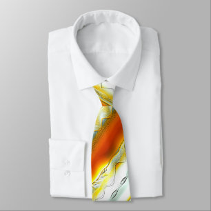 Outrageous abstract stripes in orange and grey     tie