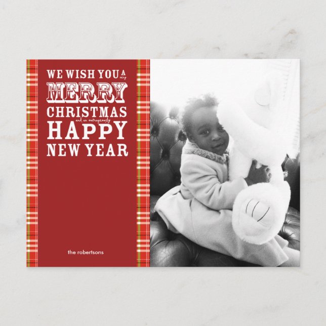 Outrageously Happy Holiday Photo Postcard (Front)