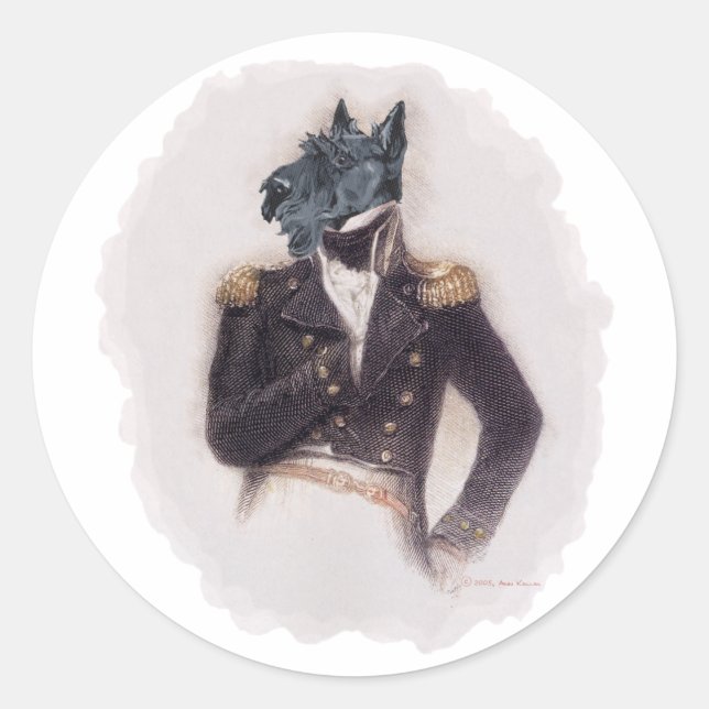 Outrageously Heroic Scottish Terrier Classic Round Sticker (Front)