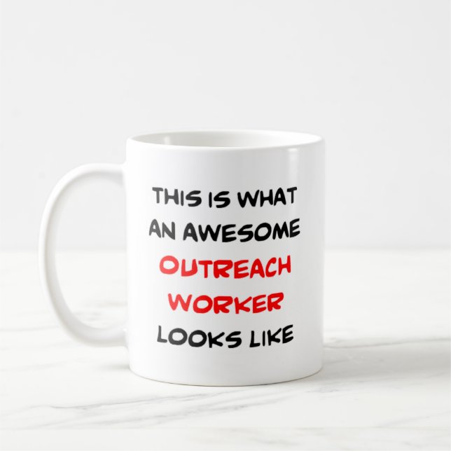 outreach worker, awesome coffee mug (Left)