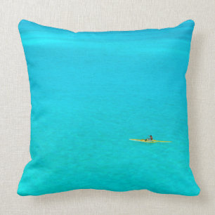 Outrigger canoe in Bora Bora throw pillow