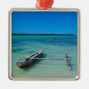 Outrigger Canoe In Shallow Ocean Metal Ornament