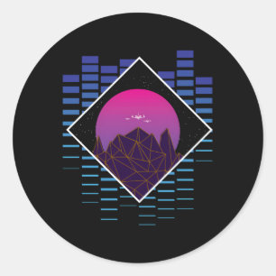 Outrun Synthwave Vaporwave Aesthetic Classic Round Sticker