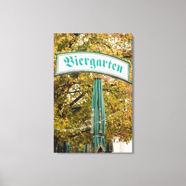 Outside Biergarten Sign, Germany Canvas Print (Front)